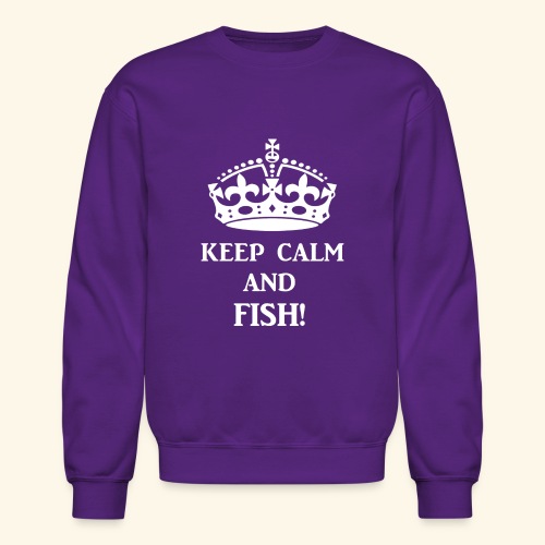 keep calm fish wht - Unisex Crewneck Sweatshirt
