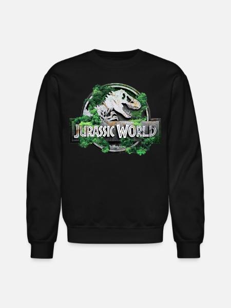 Jurassic World logo with T-Rex and trees - Unisex Crewneck Sweatshirt - black