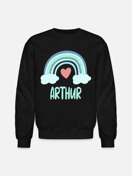 Arthur Name Rainbow Baby - Unisex Crewneck Sweatshirt - black