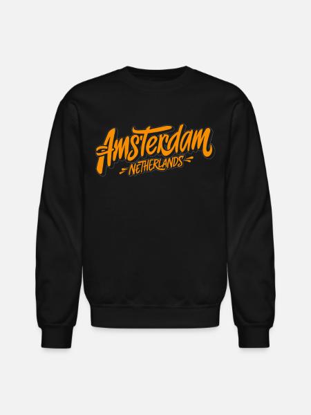 Amsterdam Netherlands Souvenir Charm - Unisex Crewneck Sweatshirt - black