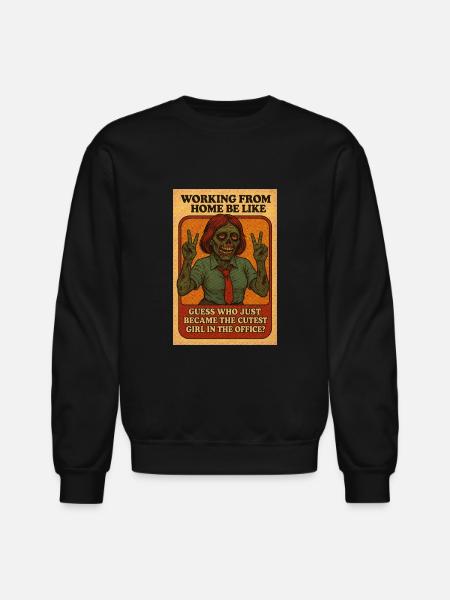 The Cutest Remote Worker - Unisex Crewneck Sweatshirt - black