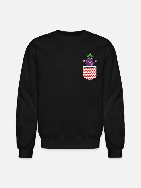 Eggplant Fruit Vegetable Vegetarian - Unisex Crewneck Sweatshirt - black