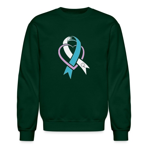TB Cervical Cancer Awareness Ribbon with Heart - Unisex Crewneck Sweatshirt