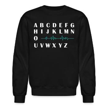 PQRST Nurse, Nursing - Unisex Crewneck Sweatshirt - black - Front - AI Model Female 172 light (172cm) & AI Model Male 185 light (185cm)
