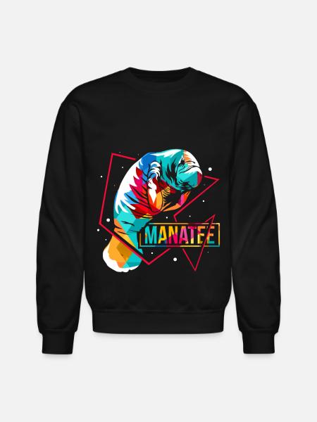 Manatee Polygon - Unisex Crewneck Sweatshirt - black