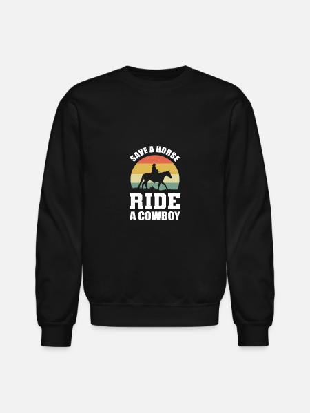 Ride a Cowboy Equestrian Gift - Unisex Crewneck Sweatshirt - black