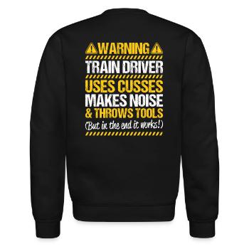 Train Driver Railroad Engineer Locomotive Engineer - Unisex Crewneck Sweatshirt - black - Back - AI Model Male 185 light (185cm)