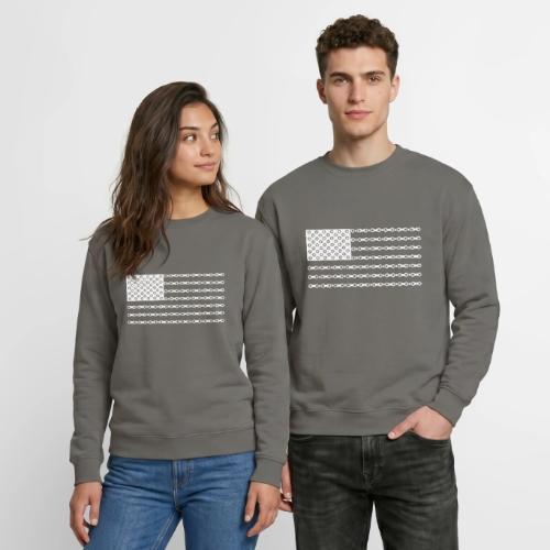 Bicycle Chain American Flag - Unisex Crewneck Sweatshirt