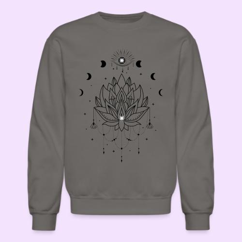 Third Eye Black Lotus Flower - Moon Cycle Design - Unisex Crewneck Sweatshirt