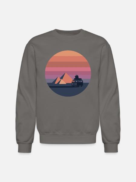 Volkswagen VW T2a Camper With Pyramids - Unisex Crewneck Sweatshirt - asphalt gray
