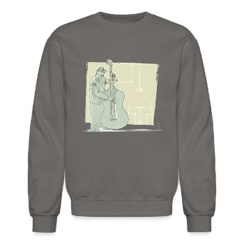 Jazzy bass - Unisex Crewneck Sweatshirt - asphalt gray - Front - AI Model Female 172 light (172cm) & AI Model Male 185 light (185cm)