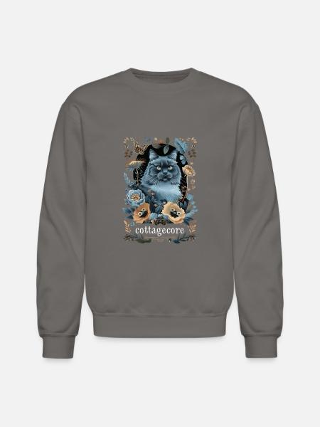 Russian Blue Cat - Unisex Crewneck Sweatshirt - asphalt gray