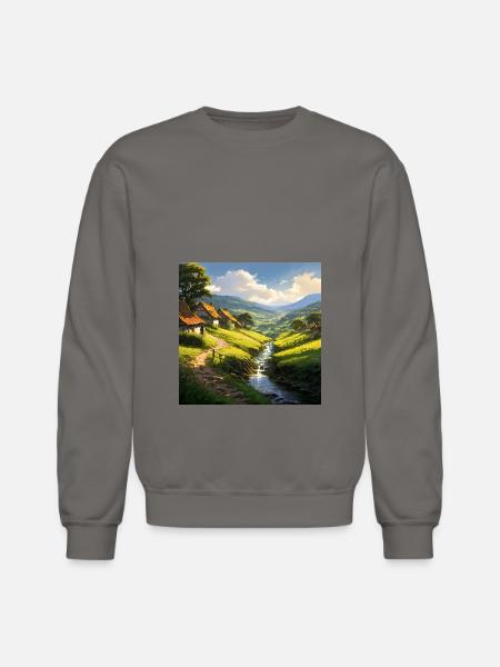 rustic stone houses village - Unisex Crewneck Sweatshirt - asphalt gray