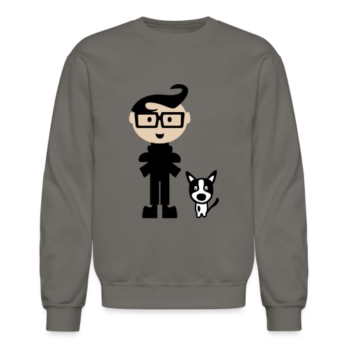 Funky Hairdo Boy and His Favorite Dog Pal - Unisex Crewneck Sweatshirt