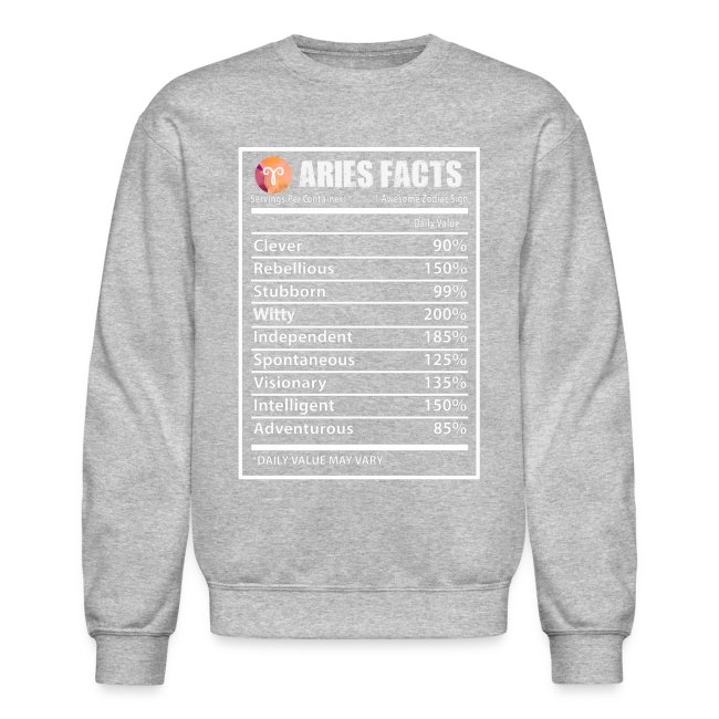Aries Zodiac Tshirt Aries Facts Tshirt | Unisex Crewneck Sweatshirt