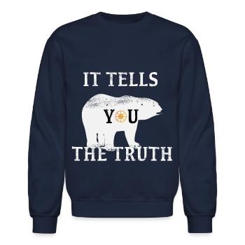 It Tells You The Truth Polar Bear Gift Idea - Unisex Crewneck Sweatshirt - navy - Front - AI Model Female 172 light (172cm) & AI Model Male 185 light (185cm)