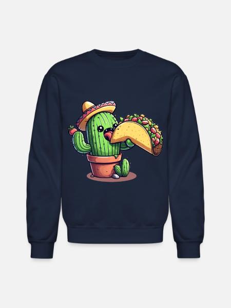 Mexican taco cactus - Unisex Crewneck Sweatshirt - navy