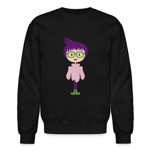 Colorful Mod Girl and Her Green Eyeglasses - Unisex Crewneck Sweatshirt