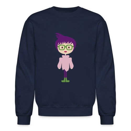 Colorful Mod Girl and Her Green Eyeglasses - Unisex Crewneck Sweatshirt