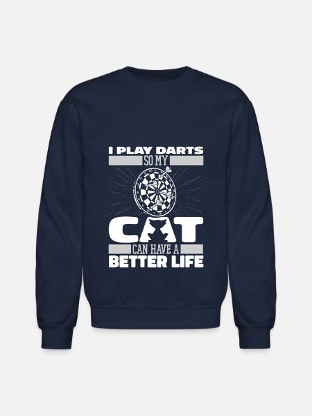 Darting Darts Cat - Unisex Crewneck Sweatshirt - navy