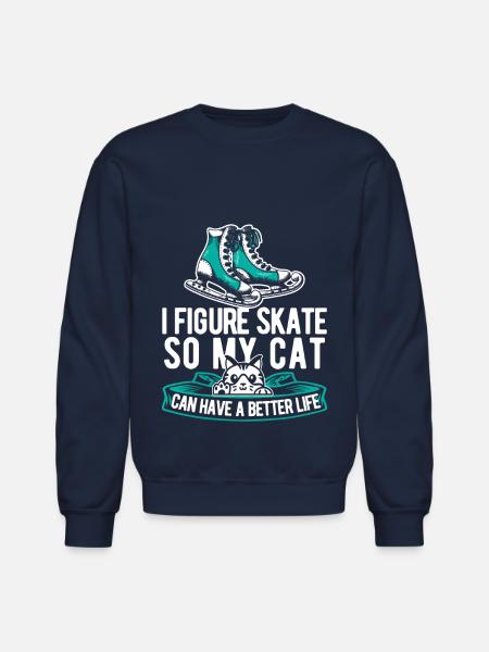 Figure Skating Cat - Unisex Crewneck Sweatshirt - navy