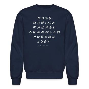 Friends Ross Monica Rachel Chandler Phoebe Joey - Unisex Crewneck Sweatshirt - navy - Front - AI Model Female 172 light (172cm) & AI Model Male 185 light (185cm)