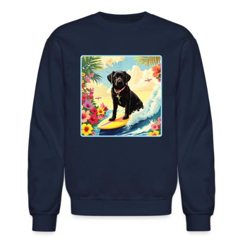 Black Labrador Retriever Surfing - Unisex Crewneck Sweatshirt