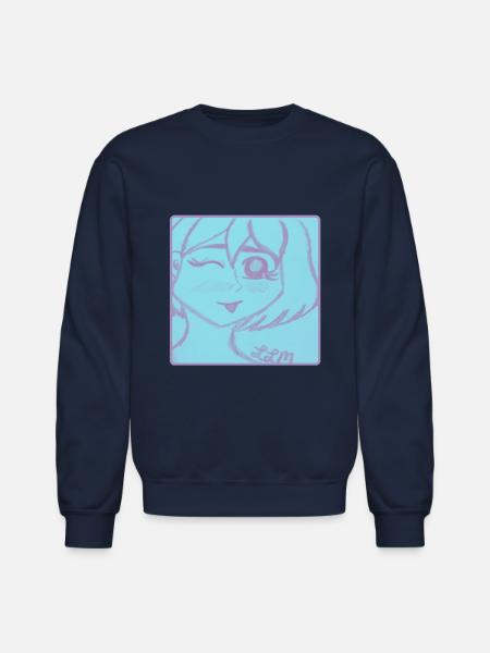 Cotton Candy Synth Girl - Unisex Crewneck Sweatshirt - navy