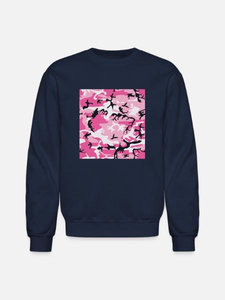 Pink Camo Camouflage - Unisex Crewneck Sweatshirt - navy