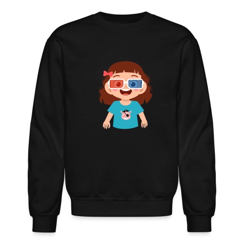 Girl red blue 3D glasses doing Vision Therapy - Unisex Crewneck Sweatshirt