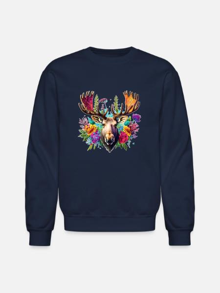 Moose Face - Unisex Crewneck Sweatshirt - navy