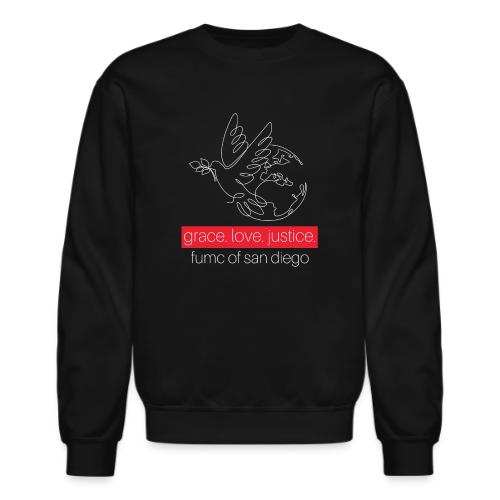 Grace. Love. Justice.- dove and earth graphic - Unisex Crewneck Sweatshirt