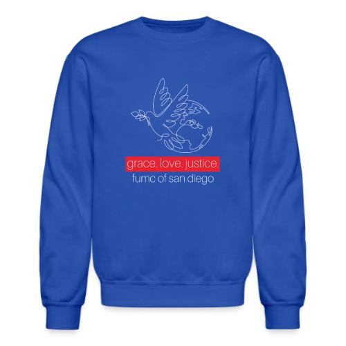 Grace. Love. Justice.- dove and earth graphic - Unisex Crewneck Sweatshirt
