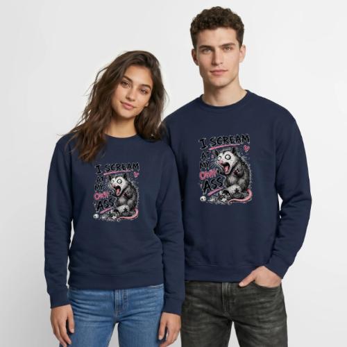 Funny Opossum Screaming Graphic Tee - Unisex Crewneck Sweatshirt