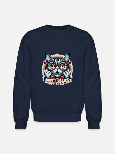 surprised cat - Unisex Crewneck Sweatshirt - navy