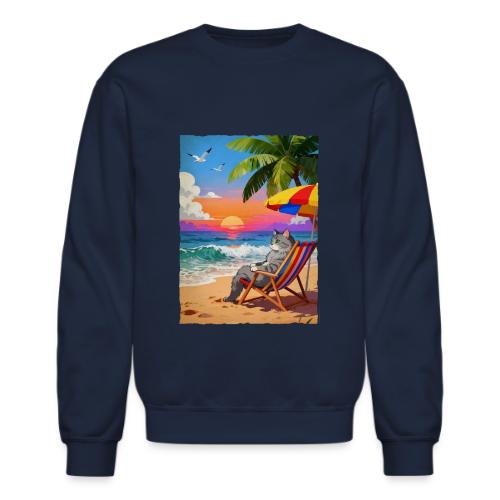 Rainbow Beach cat - Unisex Crewneck Sweatshirt