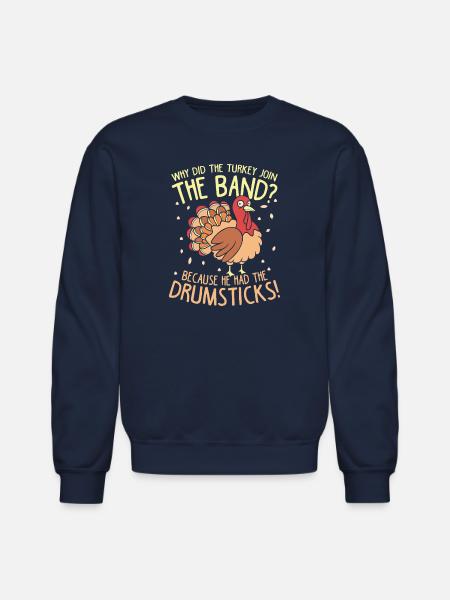 Thanksgiving Turkey Band Drumsticks - Unisex Crewneck Sweatshirt - navy