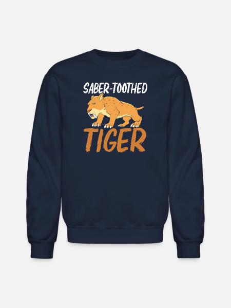 Prehistoric Smilodon Sabertooth Tiger - Unisex Crewneck Sweatshirt - navy