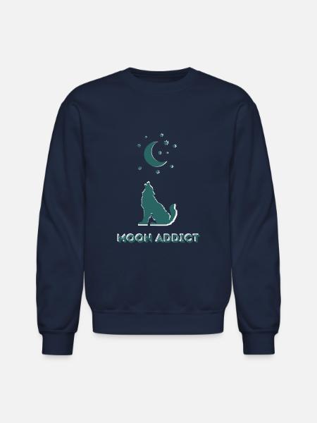 Moon Addict Howling Wolf - Unisex Crewneck Sweatshirt - navy