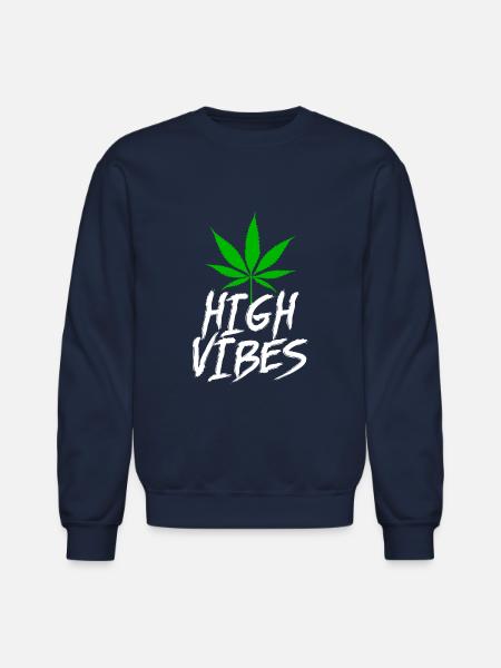 High Vibes Weed Leaf - Unisex Crewneck Sweatshirt - navy