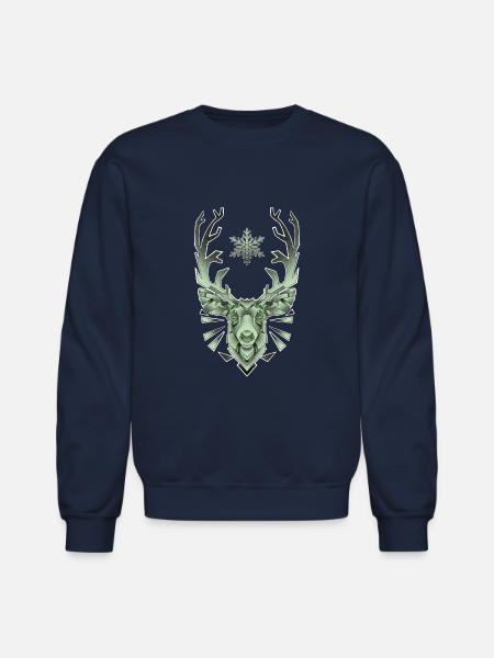 Green Geometric Reindeer - Unisex Crewneck Sweatshirt - navy
