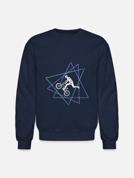 Geometric BMX Stunt Rider - Unisex Crewneck Sweatshirt - navy