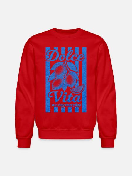 Italian Lemon, Summer Vibes Shirt, Vacation Tee - Unisex Crewneck Sweatshirt - red
