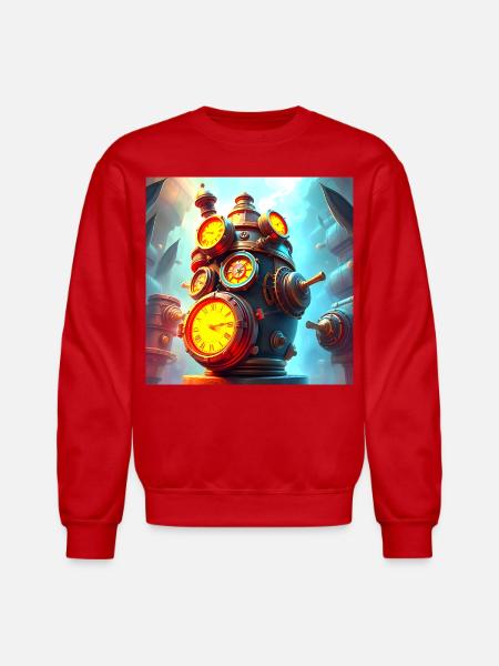 Clockwork Steam Engine - Unisex Crewneck Sweatshirt - red