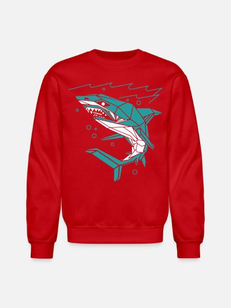 Polygon Shark - Unisex Crewneck Sweatshirt - red