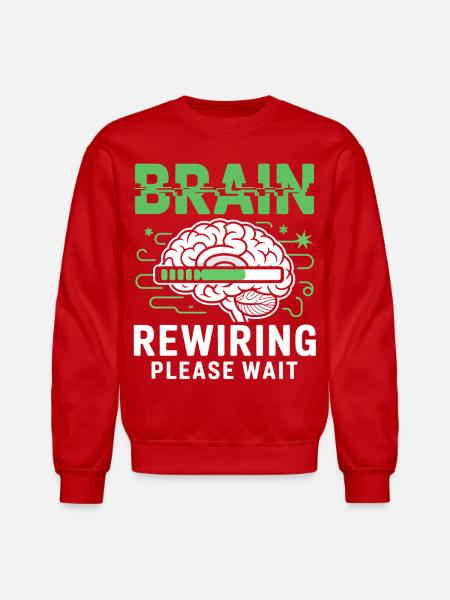 Brain Rewiring Please Wait - Unisex Crewneck Sweatshirt - red