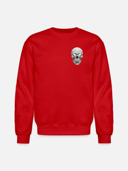 Cracked Skull Chrome Gaze - Unisex Crewneck Sweatshirt - red