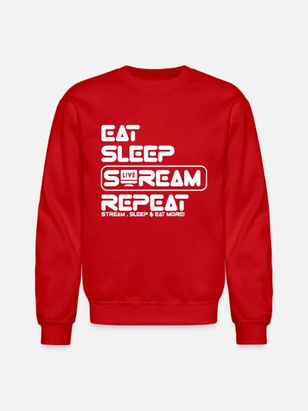 Streamer Life: Eat, Sleep, Repeat - Unisex Crewneck Sweatshirt - red