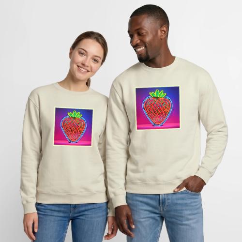 Vibrant Strawberry Neon Sign - Unisex Crewneck Sweatshirt
