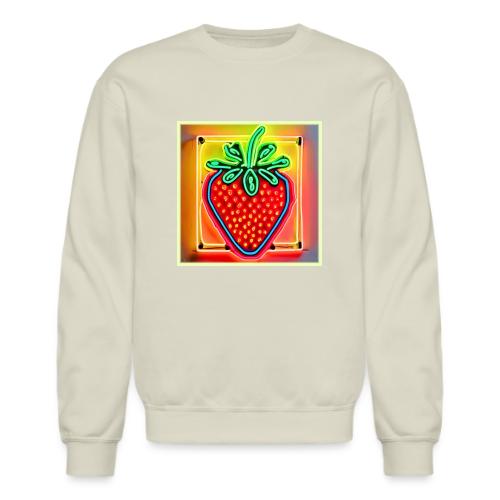 Colorful Strawberry Neon Glow - Unisex Crewneck Sweatshirt